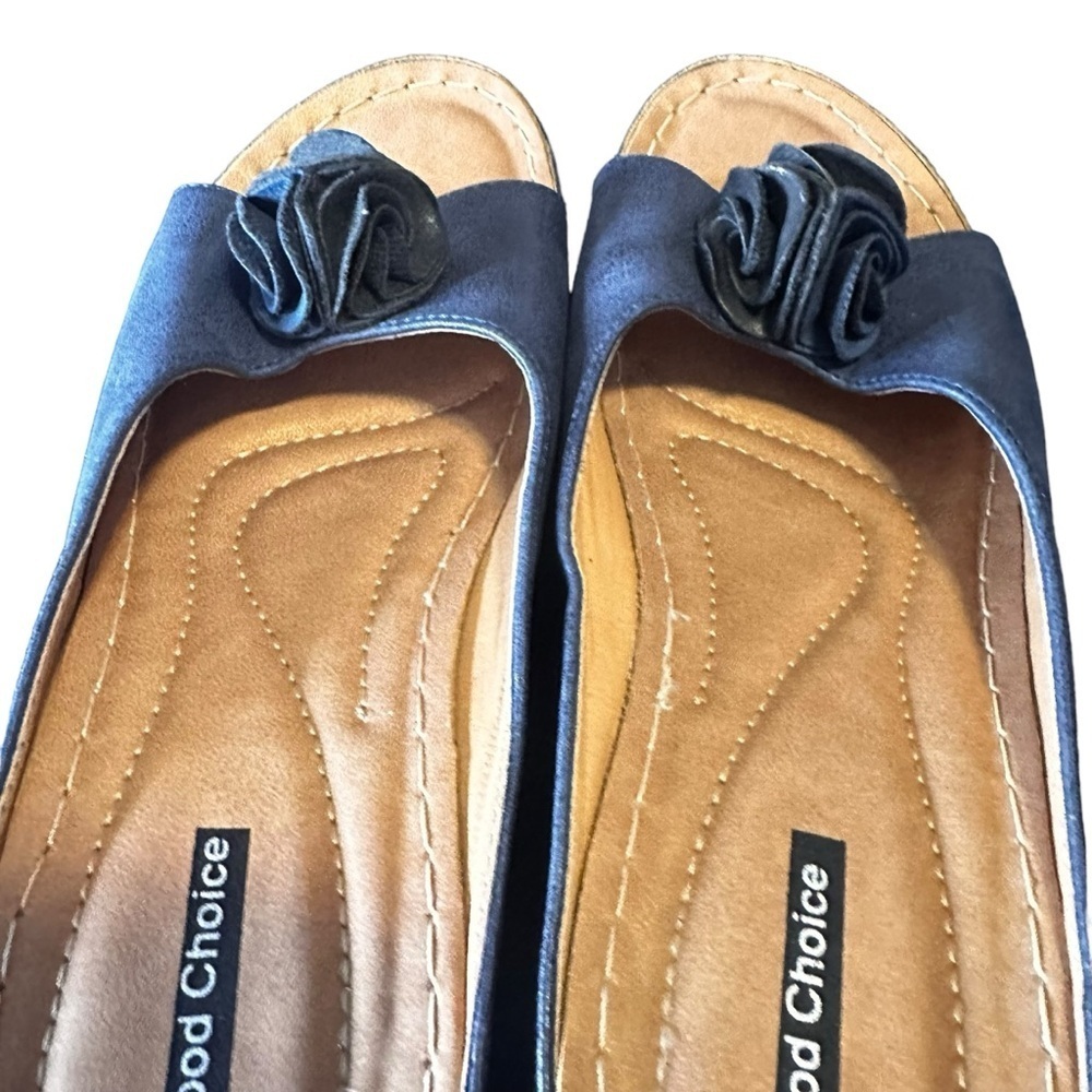 Good Choice Sydney Wedge Women’s Navy Blue Sandals sz US 10 - Picture 8 of 13